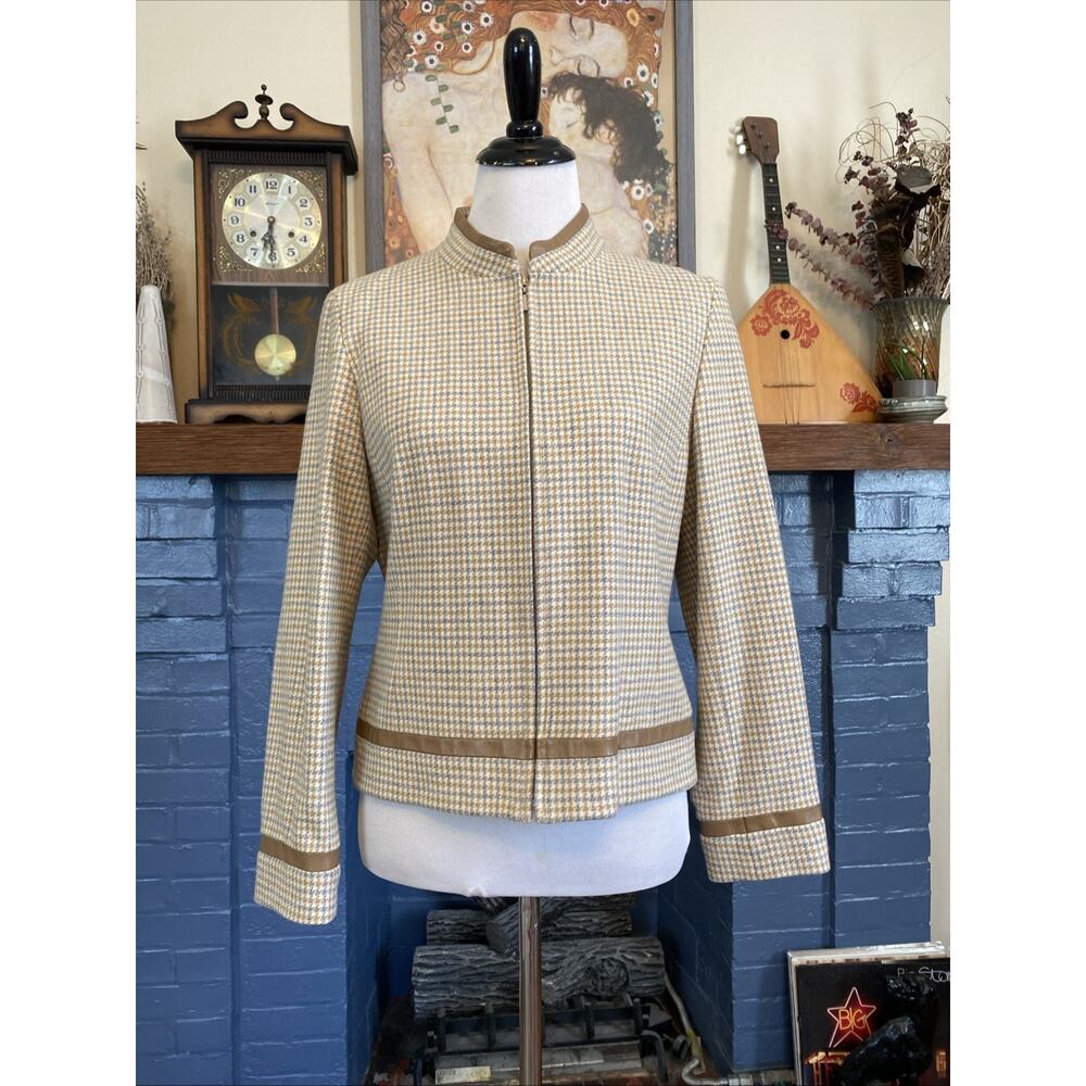Pendleton Virgin Wool Jacket Petite 10 Beige Houn… - image 1